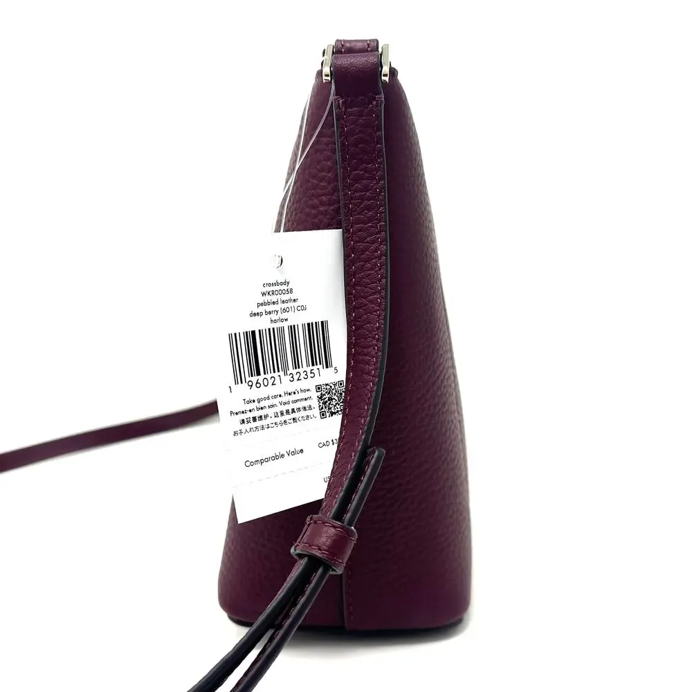 Kate Spade Harlow Crossbody Purse Deep Berry Purple Leather WKR00058
